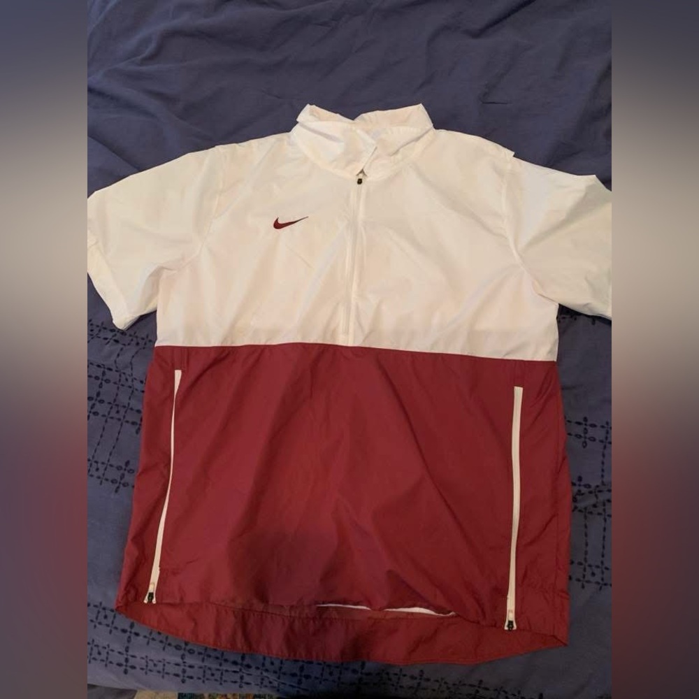 Nike White and Maroon Windbreaker